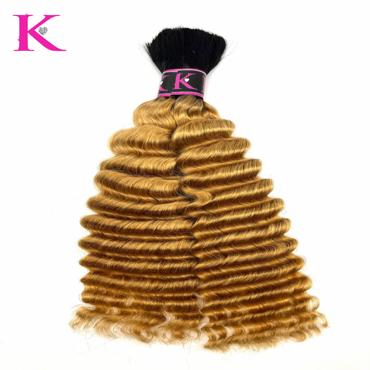 Deep Wave Bulk Human Braiding Hair Color #1b Roots/#27