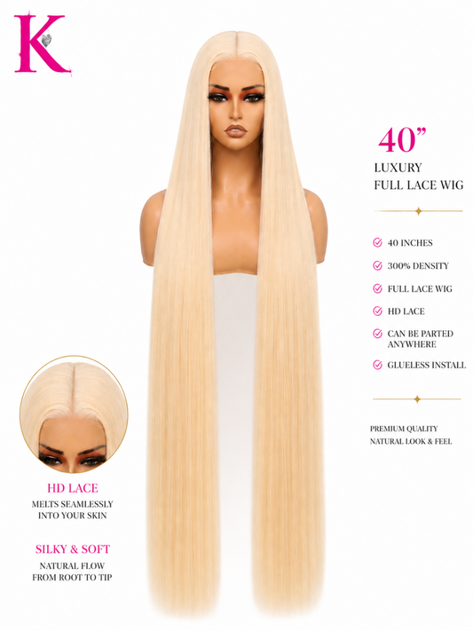 Raw Straight Extra Long 40” Wig #613 Blonde