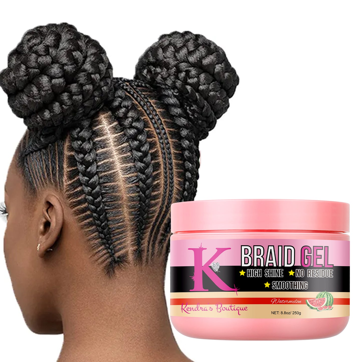 Braiding Gel (Watermelon Scent) High Shine, No White Residue