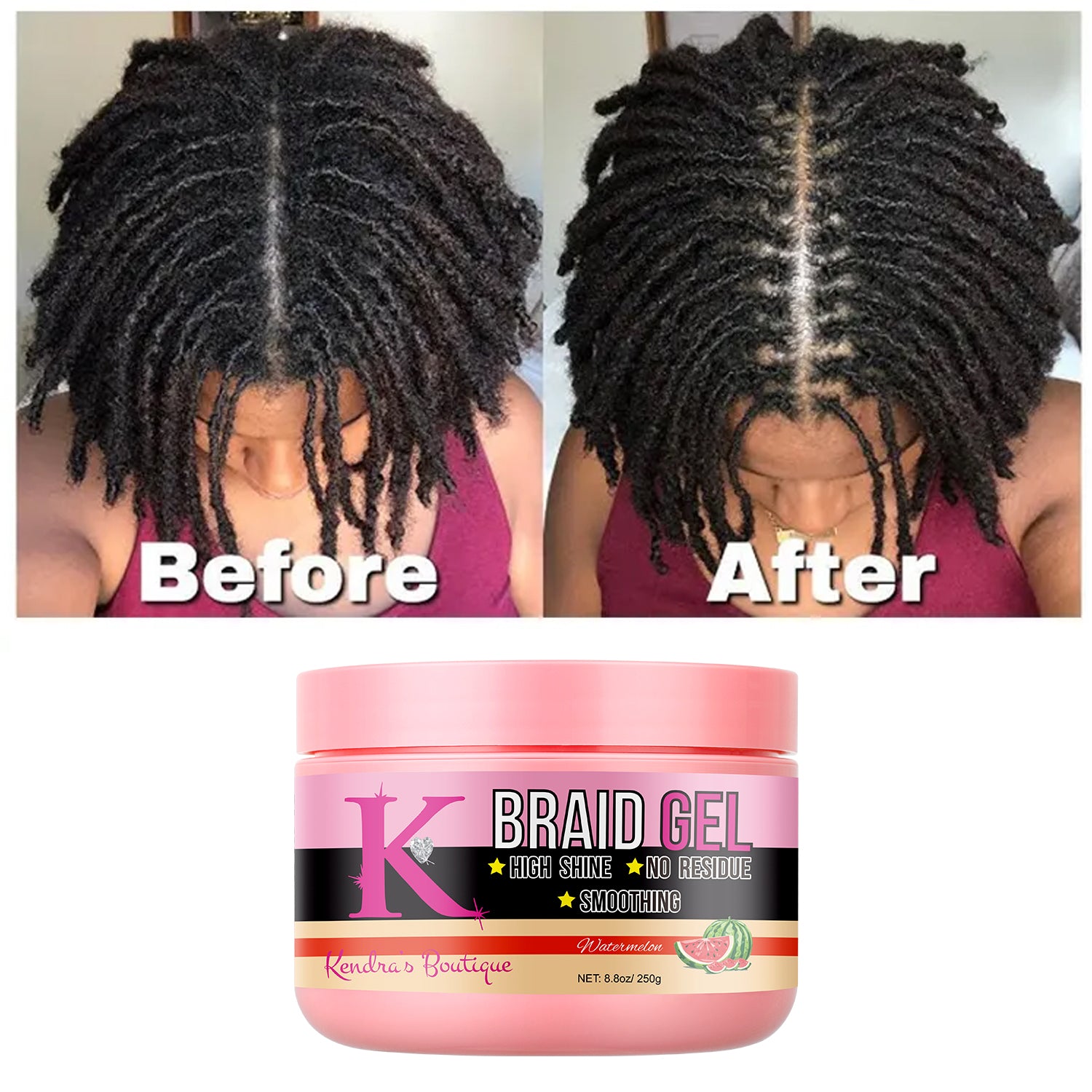 Braiding Gel Watermelon Scent | No White Residue – Kendras-Boutique