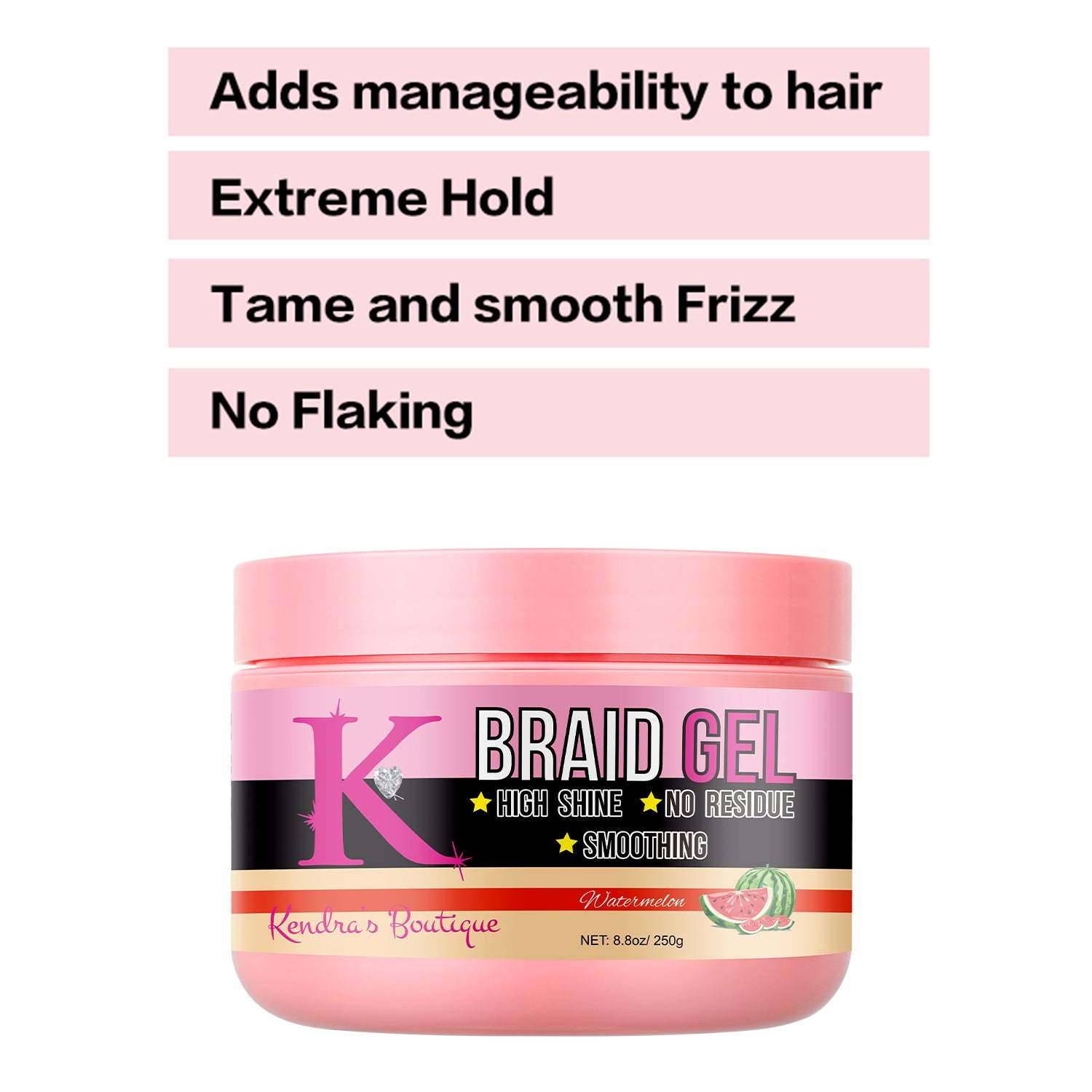 Braiding Gel Watermelon Scent | No White Residue – Kendras-Boutique