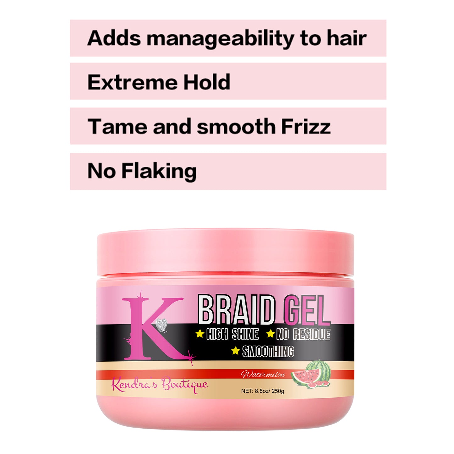 Braiding Gel (Watermelon Scent) High Shine, No White Residue