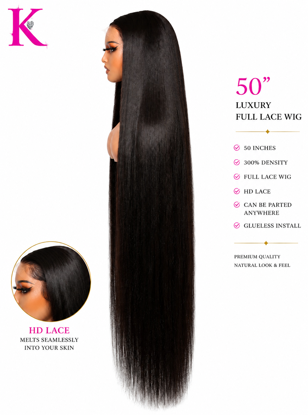 Raw Straight Extra Long 50” Wig #1B