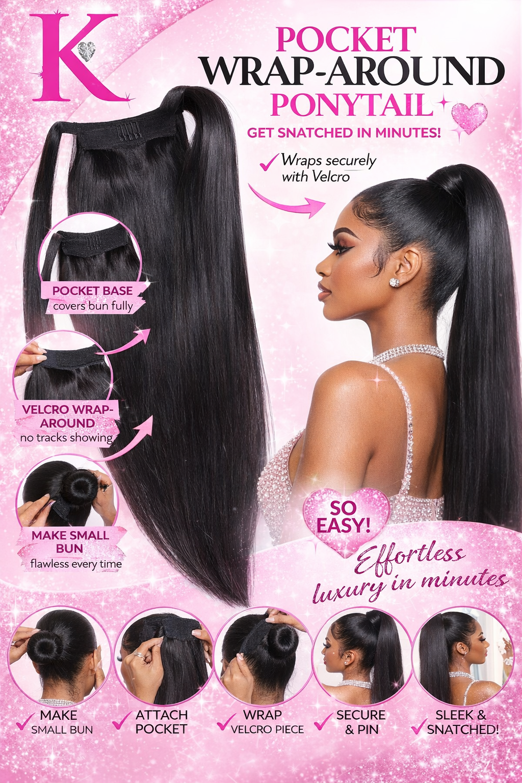 Straight Wrap-Around Ponytail