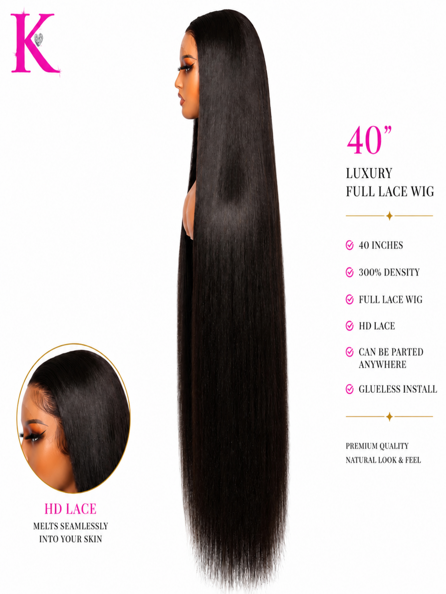 Raw Straight Extra Long 40” Wig #1B