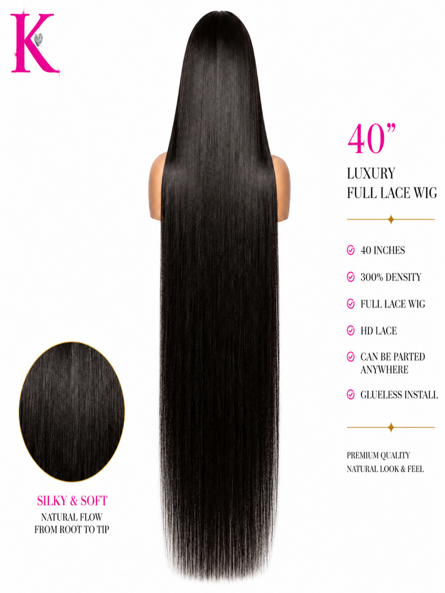 Raw Straight Extra Long 40” Wig #1B
