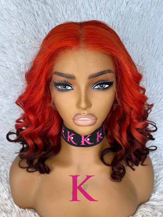 NEW 13x4 Orange Ombre Custom Colored RAW Brazilian (HD Lace Frontal Wig)