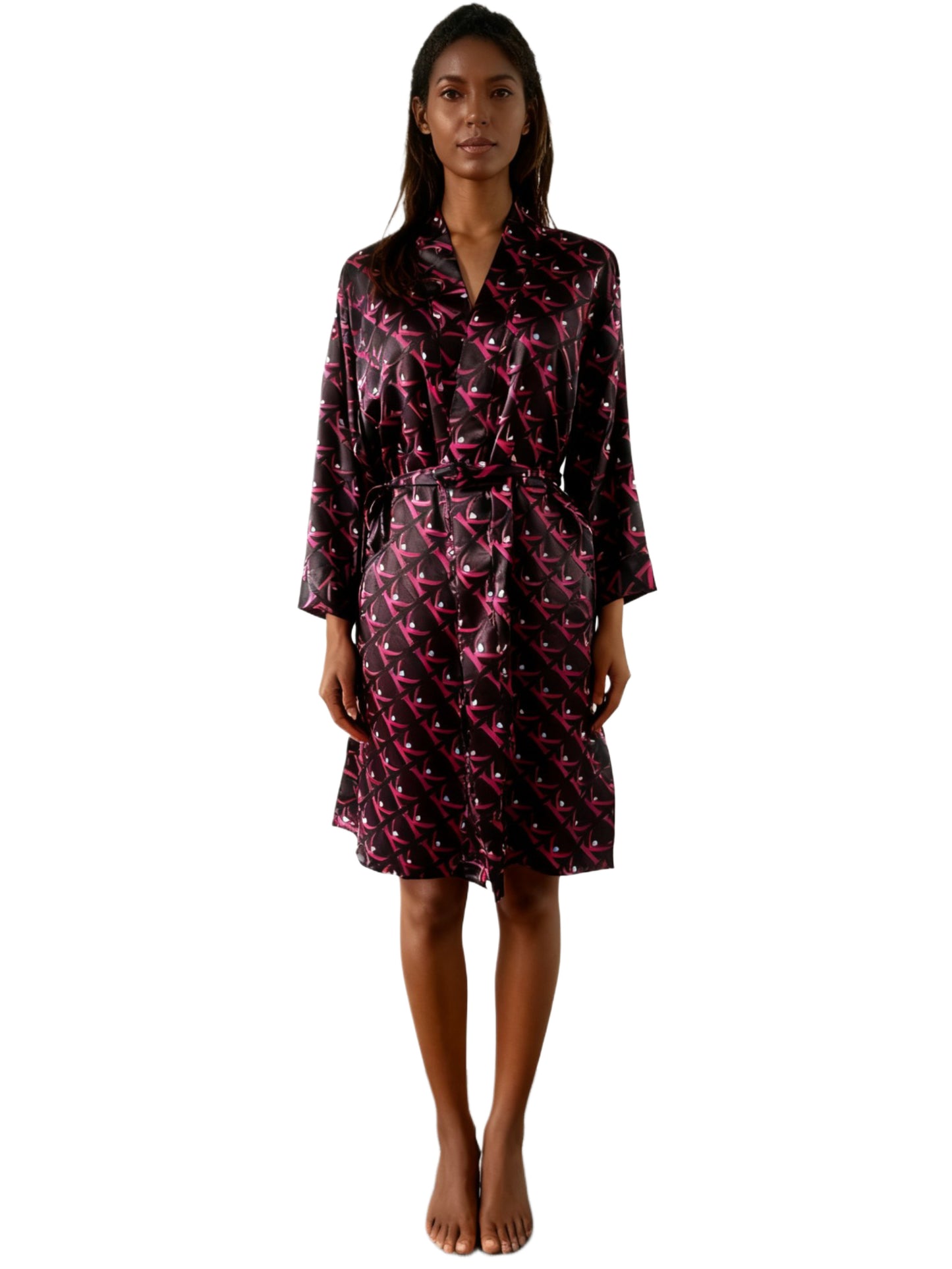 Logo "Hair Barb" Silk Kimono