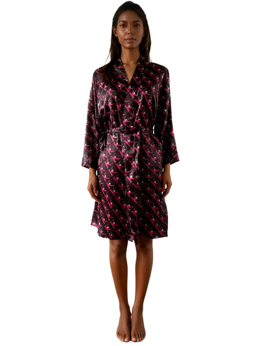 Logo "Hair Barb" Silk Kimono